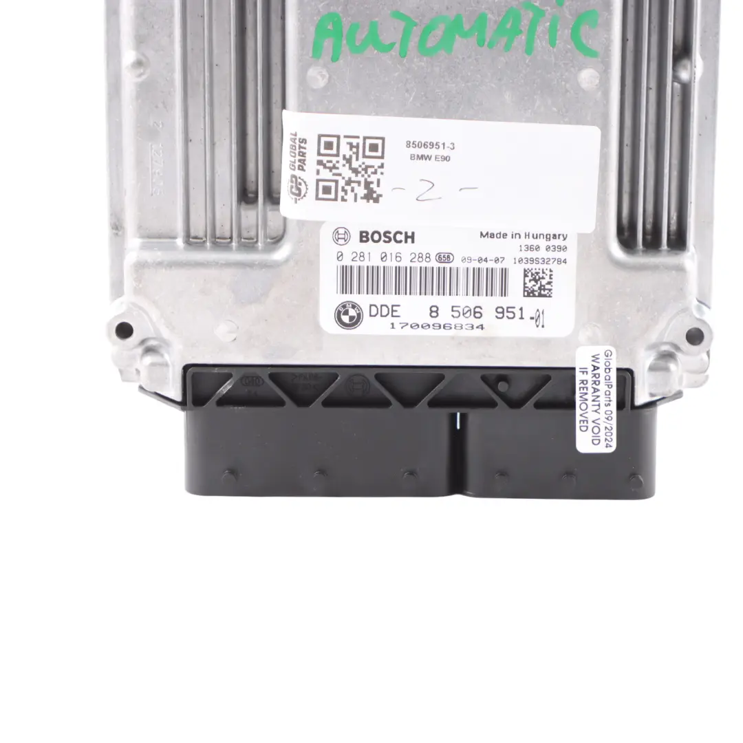 M57N2 Engine ECU DDE Automatic to BMW E90 E91 E92 325d E60 E61 LCI 525d with Part number 8506951 BMW E90 E91 E92 325d E60 E61 LCI 525d M57N2 Engine ECU DDE Automatic - SKU 8506951-3 - Part number 8506951