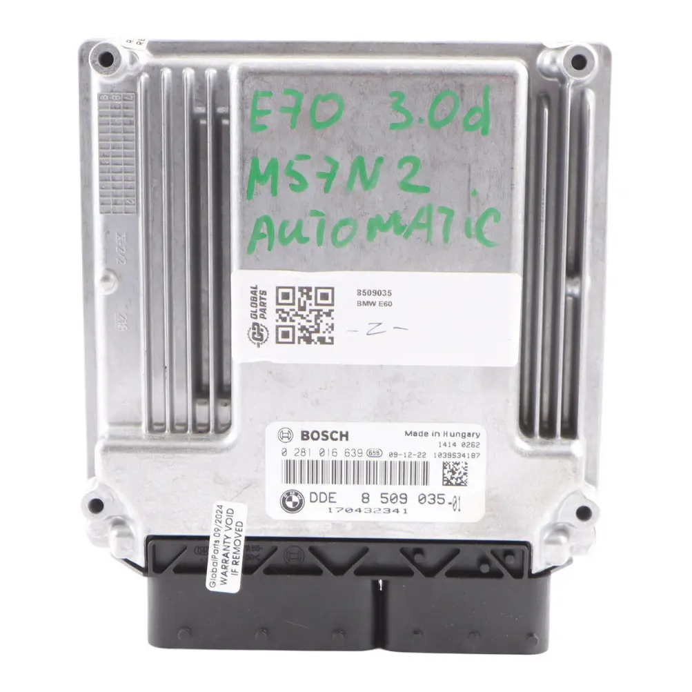 M57N2 Engine Control Unit ECU DDE to BMW E60 LCI 530d X5 E70 3.0d with Part number 8509035 BMW E60 LCI 530d X5 E70 3.0d M57N2 Engine Control Unit ECU DDE - SKU 8509035 - Part number 8509035