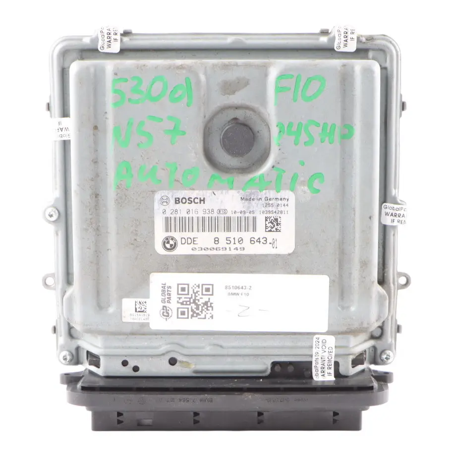 N57 245HP Engine Control Unit ECU Module DDE Automatic to BMW F10 F11 530d with Part number 8510643 BMW F10 F11 530d N57 245HP Engine Control Unit ECU Module DDE Automatic - SKU 8510643-2 - Part number 8510643