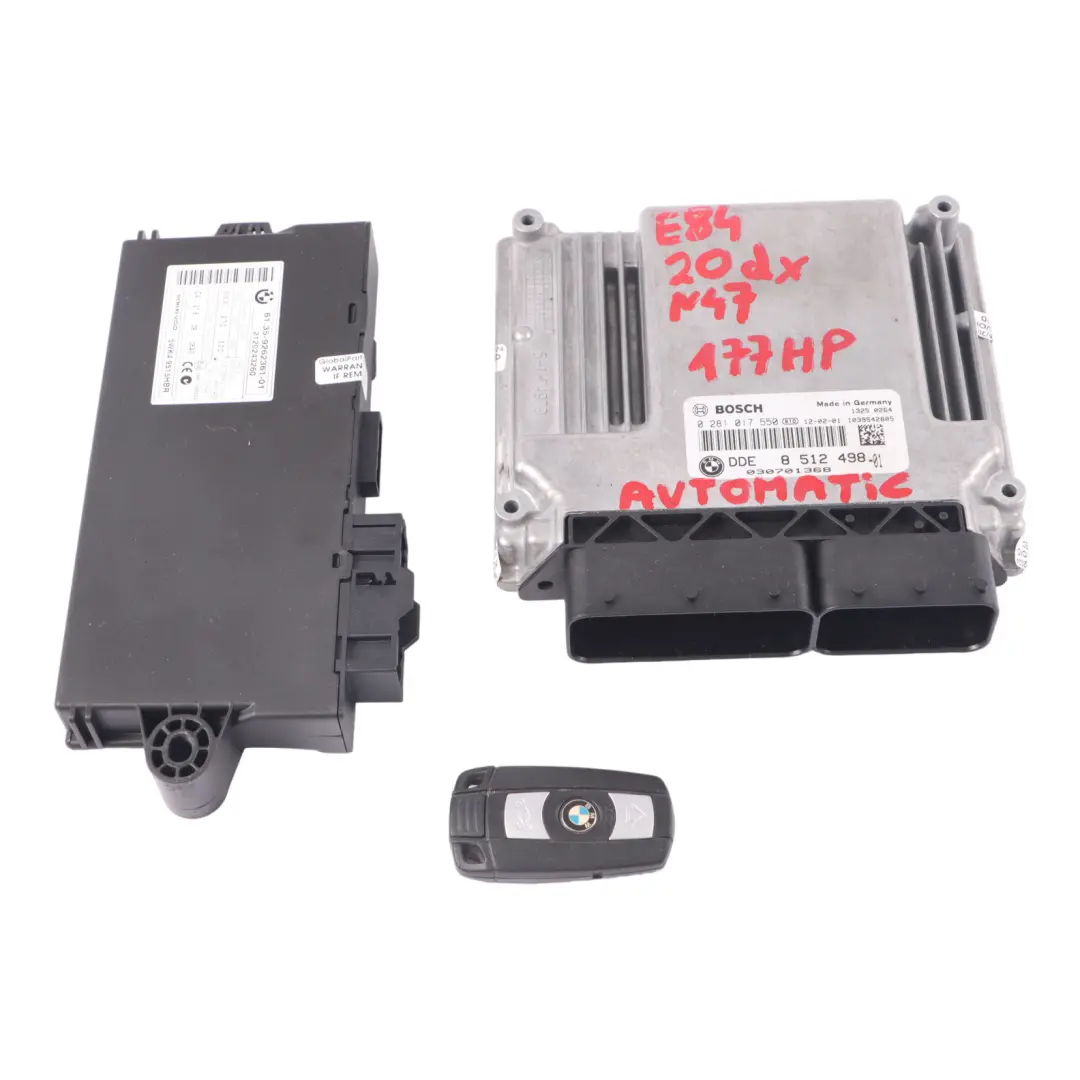BMW X1 E84 2.0dX N47 177HP Engine ECU Kit DDE 8510591 CAS3 + Key Automatic - SKU 8512498-7 - Part number 8512498