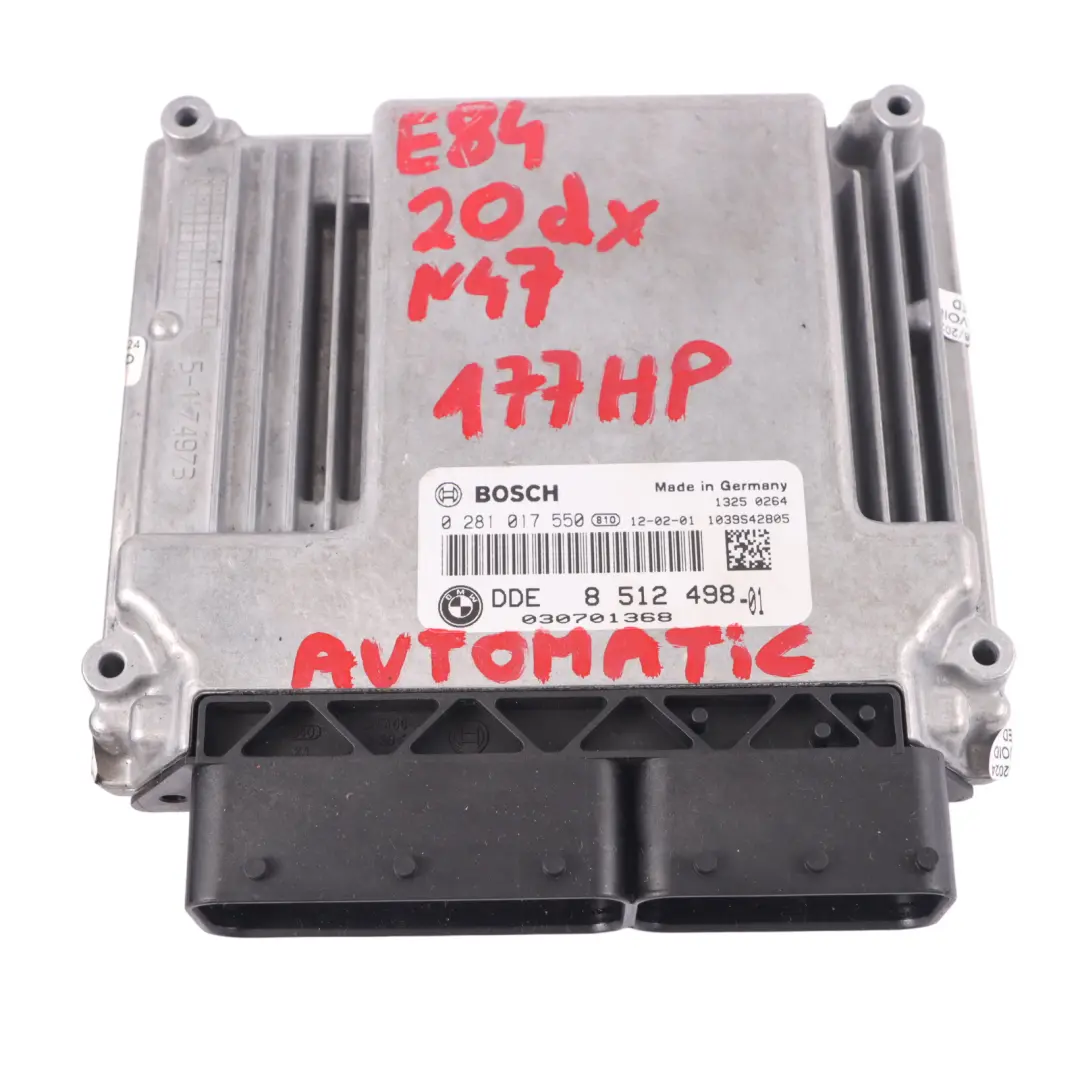 BMW X1 E84 2.0dX N47 177HP Engine ECU Kit DDE 8510591 CAS3 + Key Automatic - SKU 8512498-7 - Part number 8512498