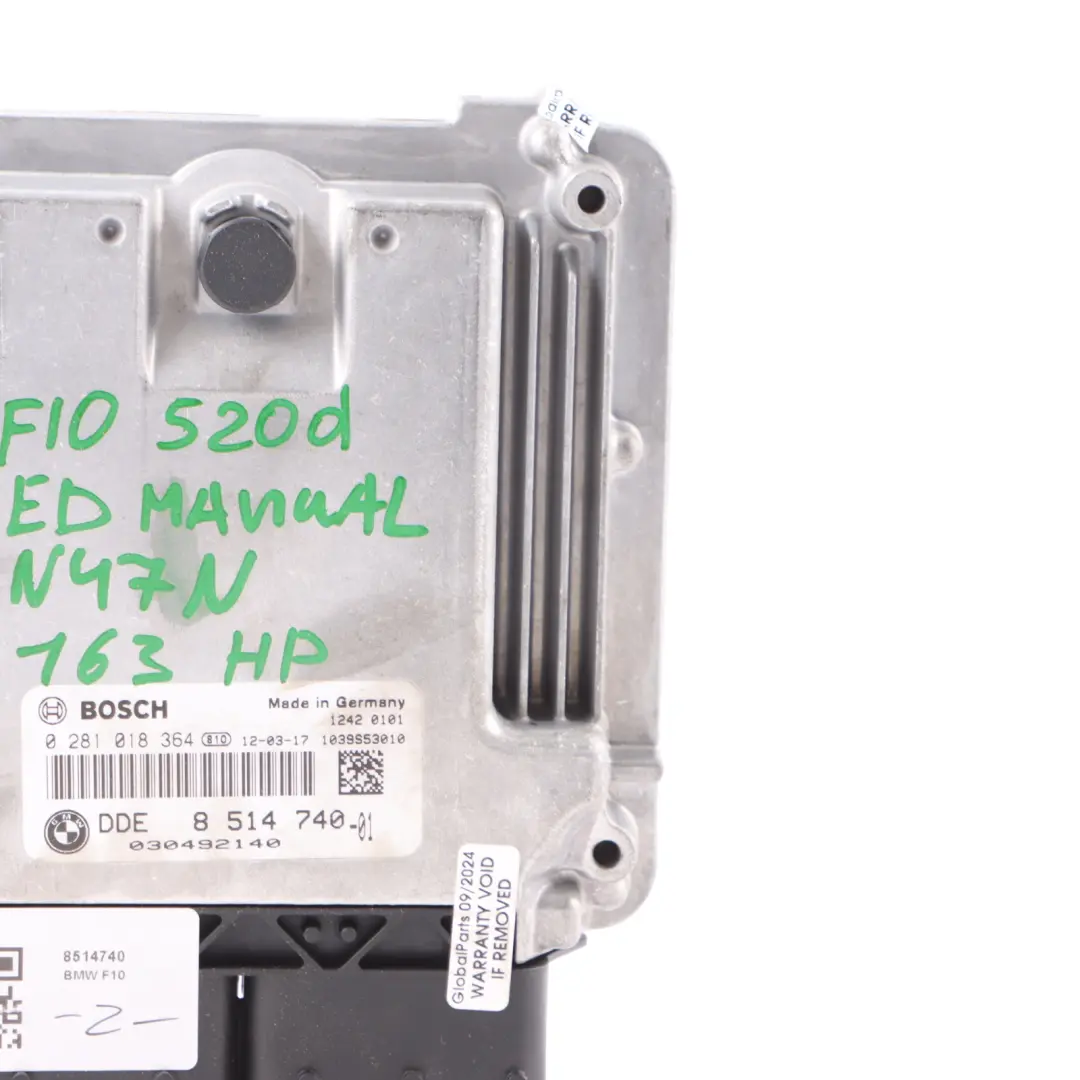Engine Control Unit BMW F10 520d ed Diesel N47N 163HP ECU DDE Manual - SKU 8514740 - Part number 8514740