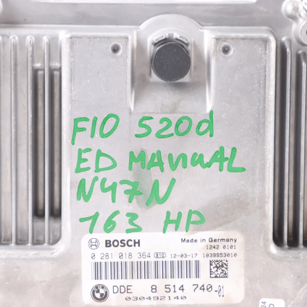 Engine Control Unit BMW F10 520d ed Diesel N47N 163HP ECU DDE Manual - SKU 8514740 - Part number 8514740