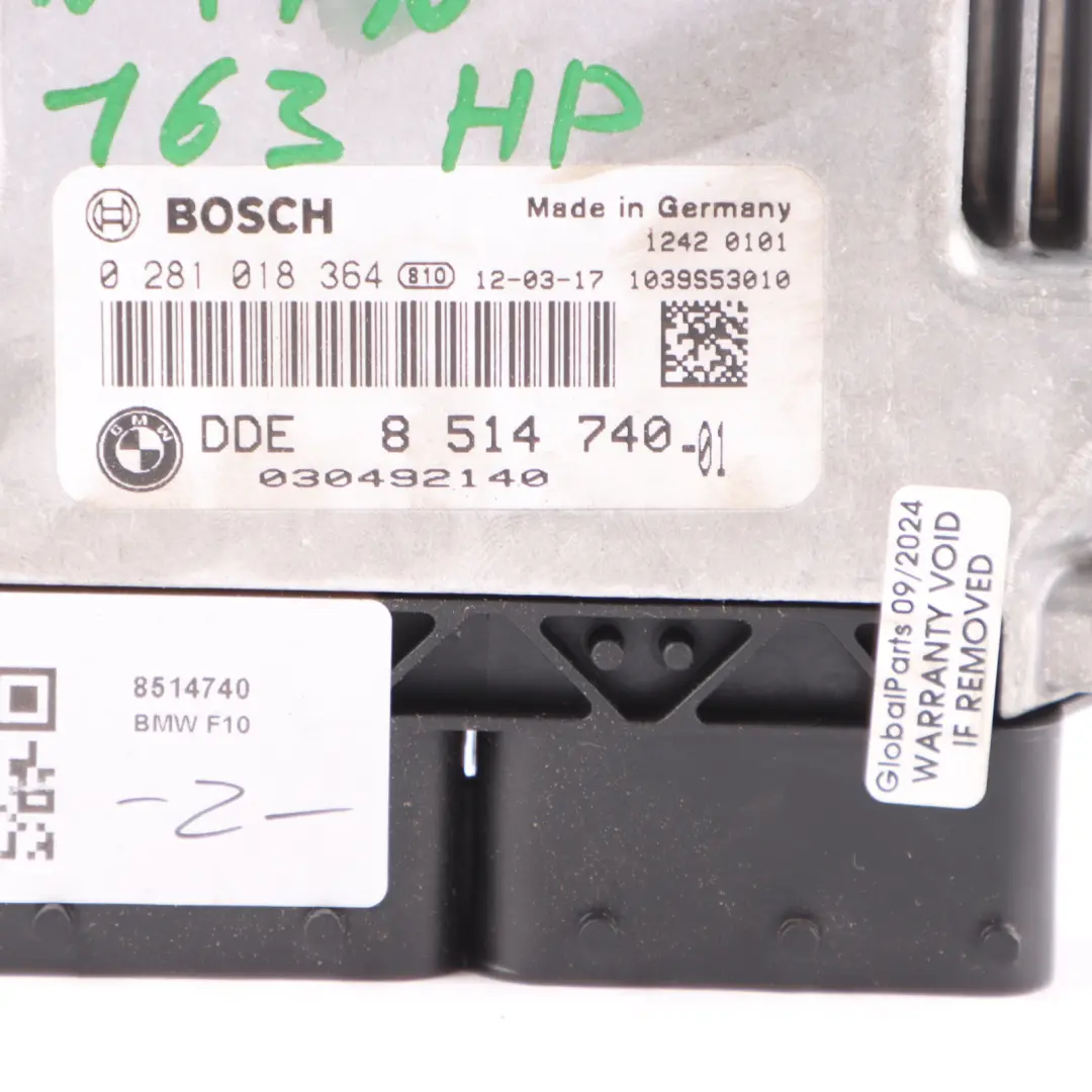 Engine Control Unit BMW F10 520d ed Diesel N47N 163HP ECU DDE Manual - SKU 8514740 - Part number 8514740