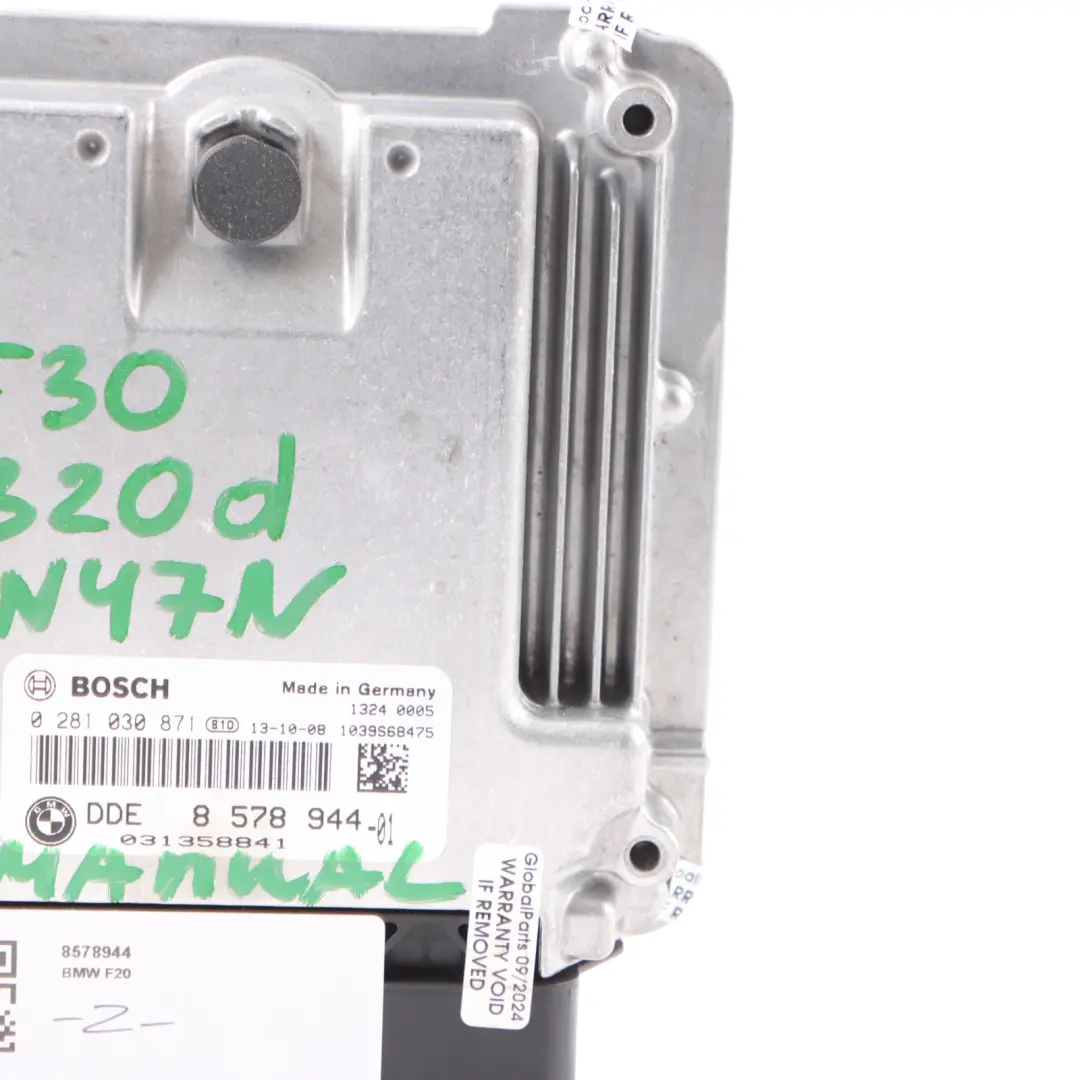 N47N Engine Control Unit ECU DDE Manual to BMW F20 120d F30 320d with Part number 8578944 BMW F20 120d F30 320d N47N Engine Control Unit ECU DDE Manual - SKU 8578944 - Part number 8578944