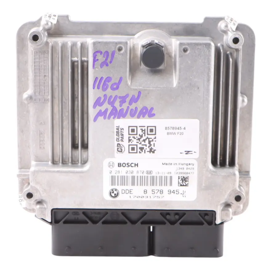 BMW F20 F21 F30 116d 316d N47N 116HP ECU Engine Contol Unit DDE Manual - SKU 8578945-4 - Part number 8578945