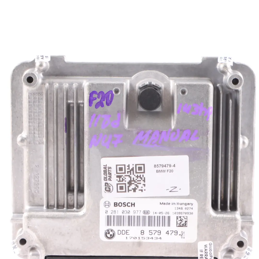 BMW F20 F30 118d 318d N47N Unité De Commande Du Moteur ECU DDE Manual - SKU 8579479-4 - Numéro de pièce 8579479