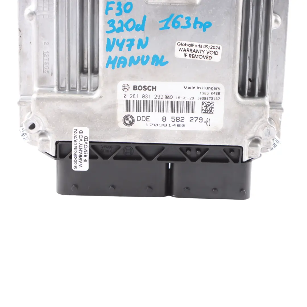 N47N 163HP Engine Control Unit ECU DDE Manual to BMW F30 320d ed Diesel with Part number 8582279 BMW F30 320d ed Diesel N47N 163HP Engine Control Unit ECU DDE Manual - SKU 8582279-4 - Part number 8582279