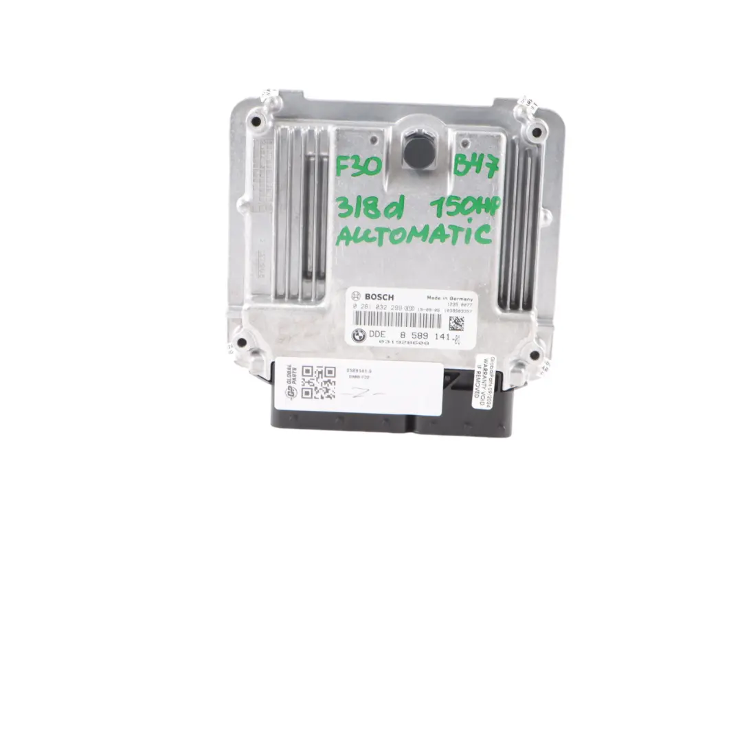 B47 318d 150HP Engine Control Unit ECU DDE + Key Automatic to BMW F30 with Part number 8589141 BMW F30 B47 318d 150HP Engine Control Unit ECU DDE + Key Automatic - SKU 8589141-5 - Part number 8589141