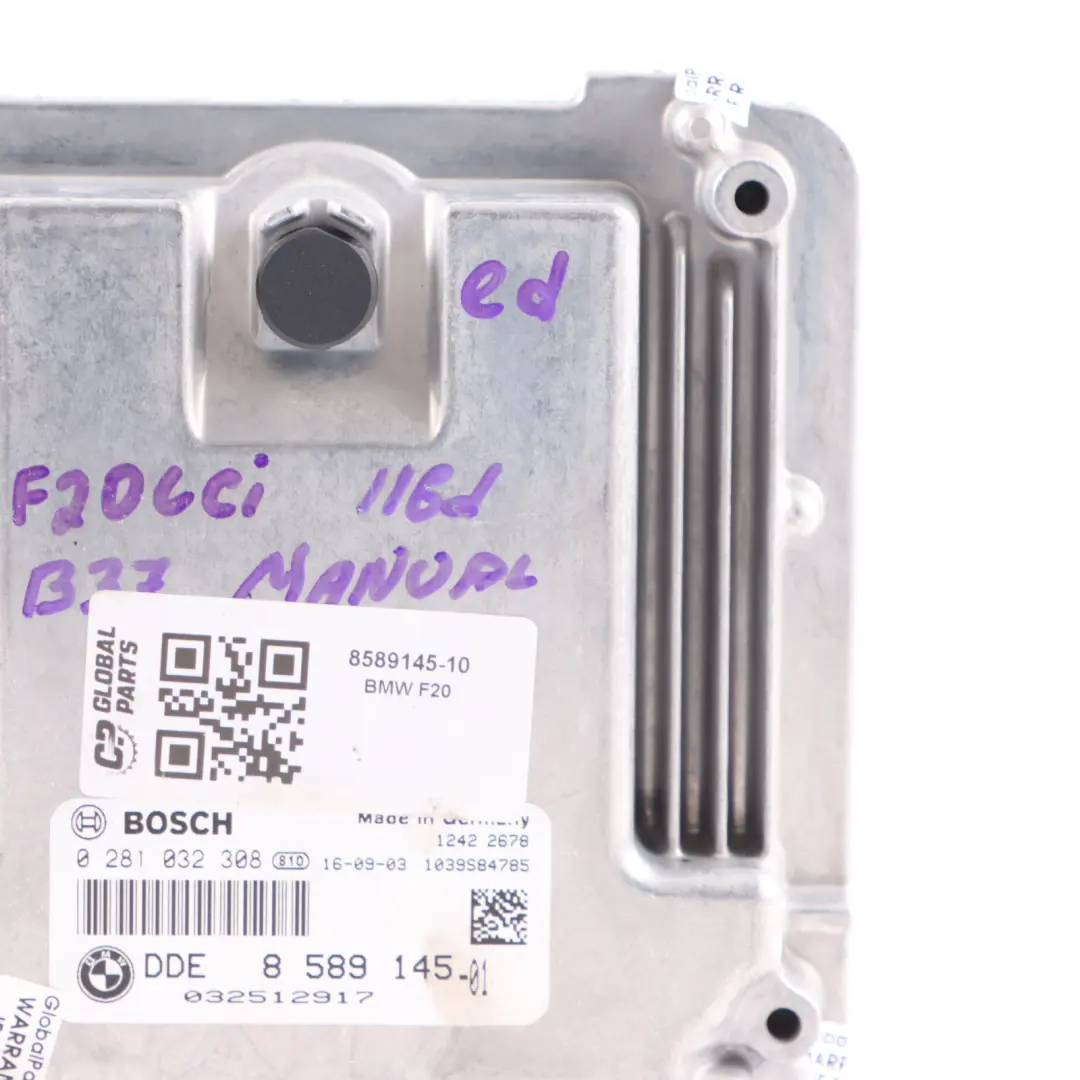 B37 Engine Control Unit Module ECU DDE Manual to BMW F20 LCI 116d with Part number 8589145 BMW F20 LCI 116d B37 Engine Control Unit Module ECU DDE Manual - SKU 8589145-10 - Part number 8589145