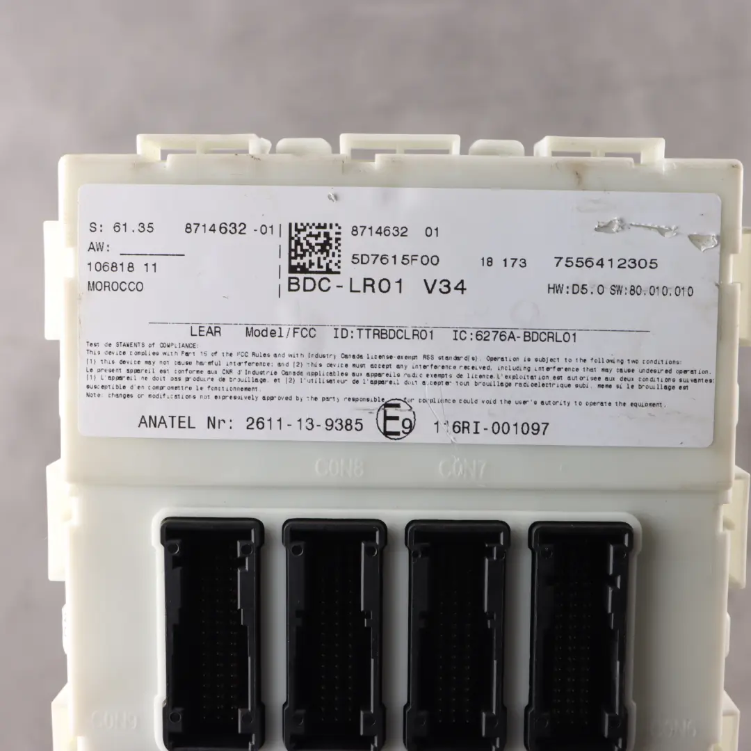 Body Control Unit Mini F54 F55 F56 ECU Body Domain Controller BDC Module to with Part number 8714632 Body Control Unit Mini F54 F55 F56 ECU Body Domain Controller BDC Module - SKU 8714632 - Part number 8714632