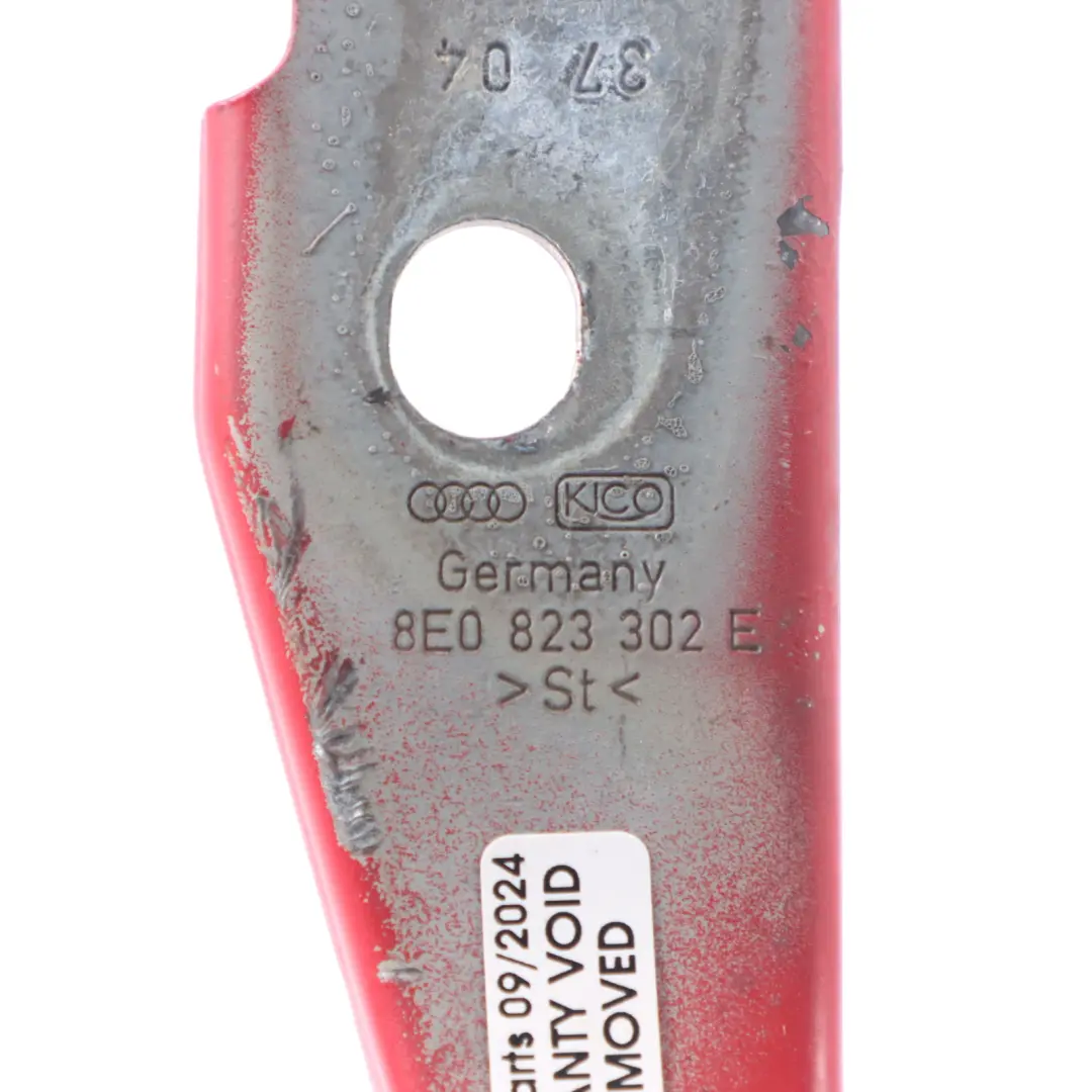 Front Hood Bonnet Hinge Right O/S Brilliant Red Y8J to Audi A4 B7 with Part number 8E0823302E Audi A4 B7 Front Hood Bonnet Hinge Right O/S Brilliant Red Y8J - SKU 8E0823302E-BRR - Part number 8E0823302E