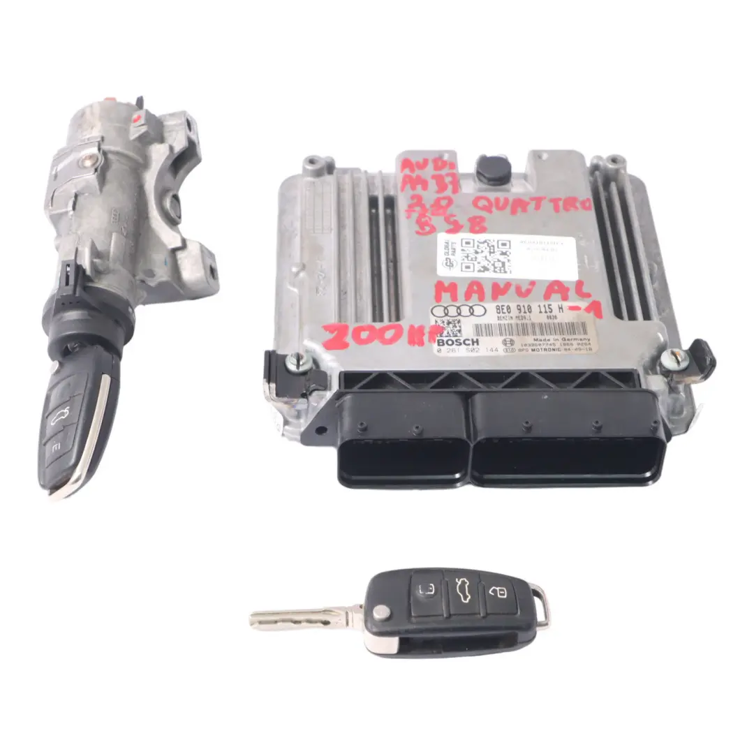 Audi A4 B7 2.0 TFSI BGB Quattro 200HP Engine ECU Kit Ignition + Keys - SKU 8E0910115H-1 - Part number 8E0910115H