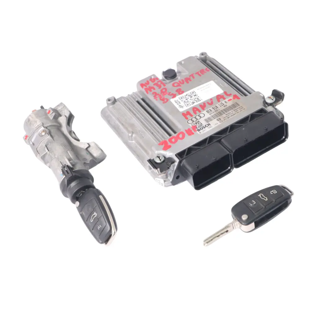 Audi A4 B7 2.0 TFSI BGB Quattro 200HP Engine ECU Kit Ignition + Keys - SKU 8E0910115H-1 - Part number 8E0910115H