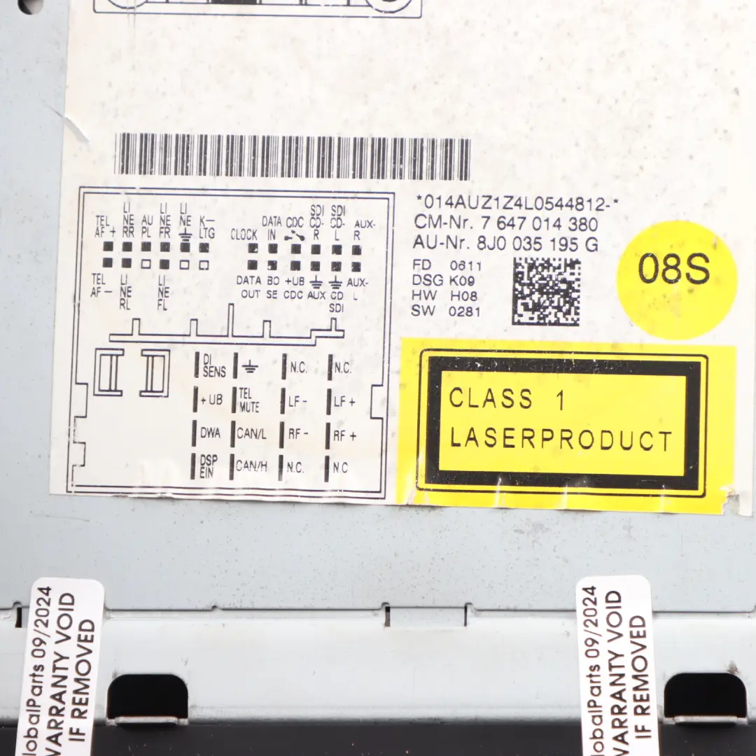 Radio Head Unit CD Audio Player Control Unit to Audi TT 8J with Part number 8J0035195G Audi TT 8J Radio Head Unit CD Audio Player Control Unit - SKU 8J0035195G - Part number 8J0035195G