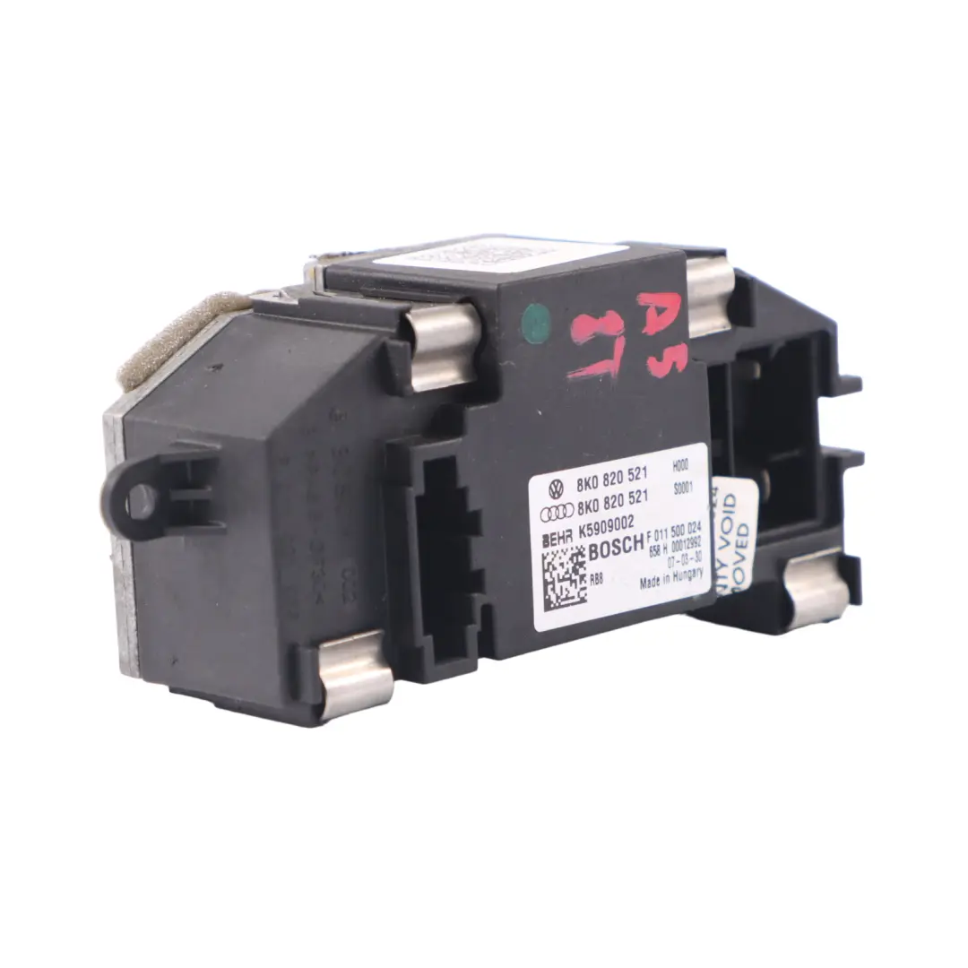Gebläsemotor Heizlüfter Widerstand Regler für Audi A5 8T mit Teilenummer 8K0820521 Audi A5 8T Gebläsemotor Heizlüfter Widerstand Regler - SKU 8K0820521 - Teilenummer 8K0820521