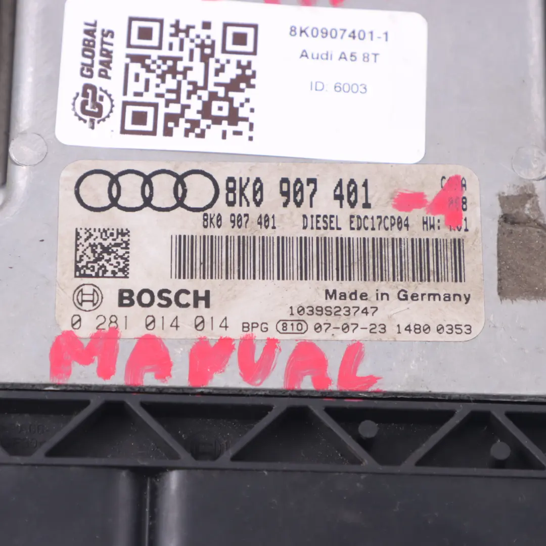 Audi A5 8T 3.0TDI CAPA Quattro 240HP Motore ECU Kit Chiave Accensione - SKU 8K0907401-1 - Numero di parte 8K0907401