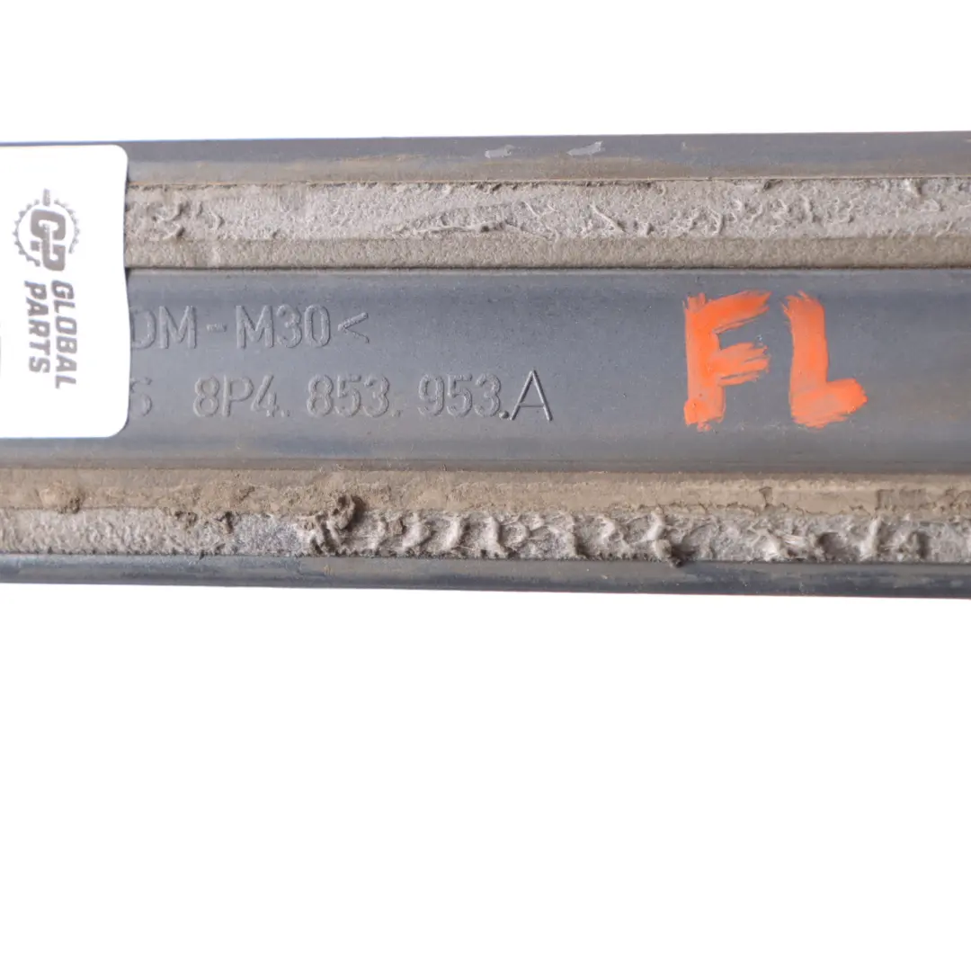 Upper Door Trim Moulding Strip Front Left N/S Dolphin Grey X7Z to Audi A3 8P with Part number 8P4853953A-DGM Audi A3 8P Upper Door Trim Moulding Strip Front Left N/S Dolphin Grey X7Z - SKU 8P4853953A-DGM - Part number 8P4853953A-DGM