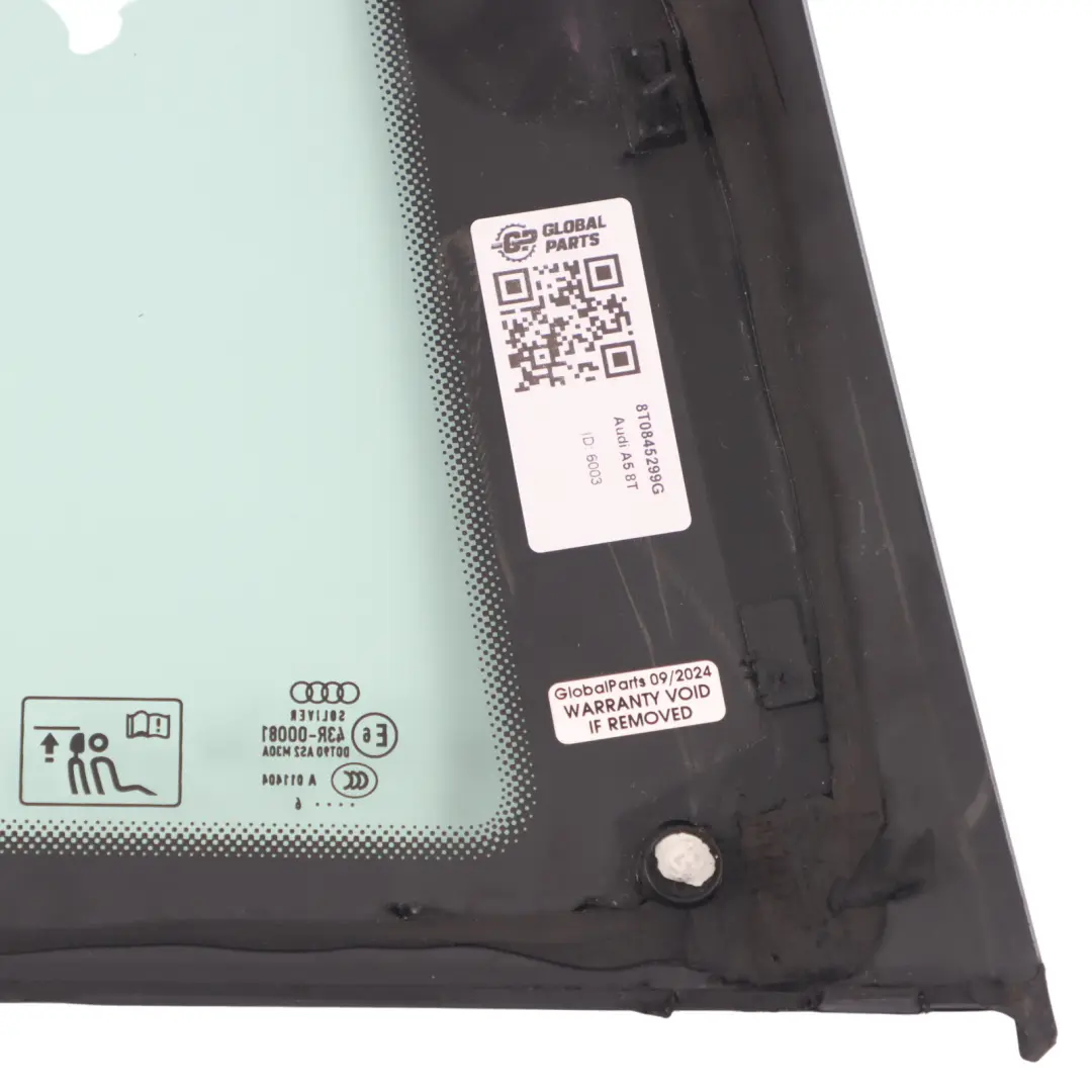 Audi A5 8T Coupe Side Quarter Window Glass Rear Left N/S AS2 - SKU 8T0845299G - Part number 8T0845299G
