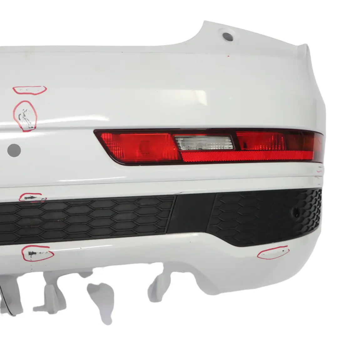 Bumper Trim Panel Covering Glacier White Pearl - S9R to Audi Q3 8U Rear with Part number 8U0807067E Audi Q3 8U Rear Bumper Trim Panel Covering Glacier White Pearl - S9R - SKU 8U0807067E-MGW - Part number 8U0807067E