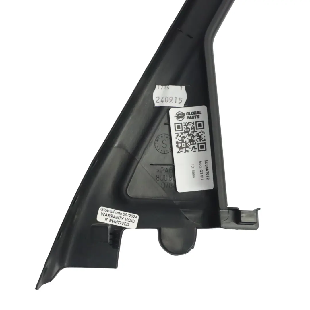 Puerta Ventana Marco Cubierta Panel Trasero Derecho para Audi Q3 8U con número de pieza 8U0867672 Audi Q3 8U Puerta Ventana Marco Cubierta Panel Trasero Derecho - SKU 8U0867672 - Número de pieza 8U0867672
