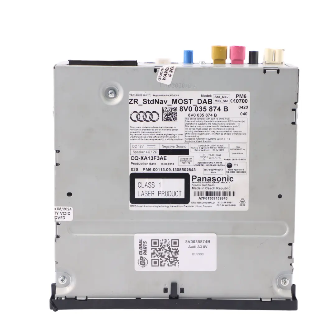 Audi A3 8V Czytnik Nawigacji Multimedia Karta SD Sterownik MMI - SKU 8V0035874B - Numer Części 8V0035874B