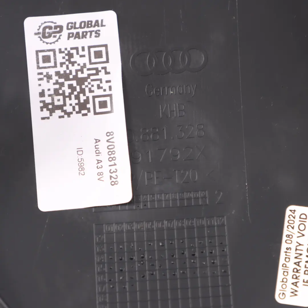 Audi A3 V8 Tapiceria Asiento Delantero Interior Derecho Negro - SKU 8V0881328 - Número de pieza 8V0881328