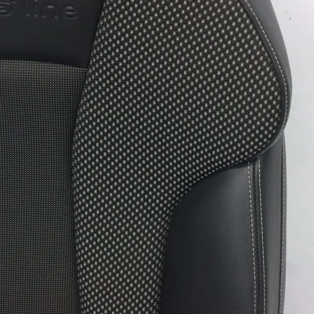 Audi A3 8V Seat Front Left N/S 3 Door S Line Half Leather Soul Black Silver - SKU 8V3881805G-1 - Part number 8V3881805G