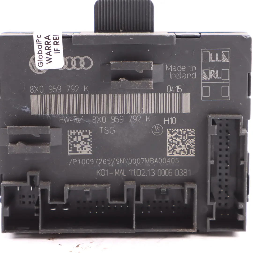 Modulo Porta Anteriore Lato Guida Unità di Controllo ECU per Audi A1 8X con numero di parte 8X0959793H Audi A1 8X Modulo Porta Anteriore Lato Guida Unità di Controllo ECU - SKU 8X0959793H - Numero di parte 8X0959793H