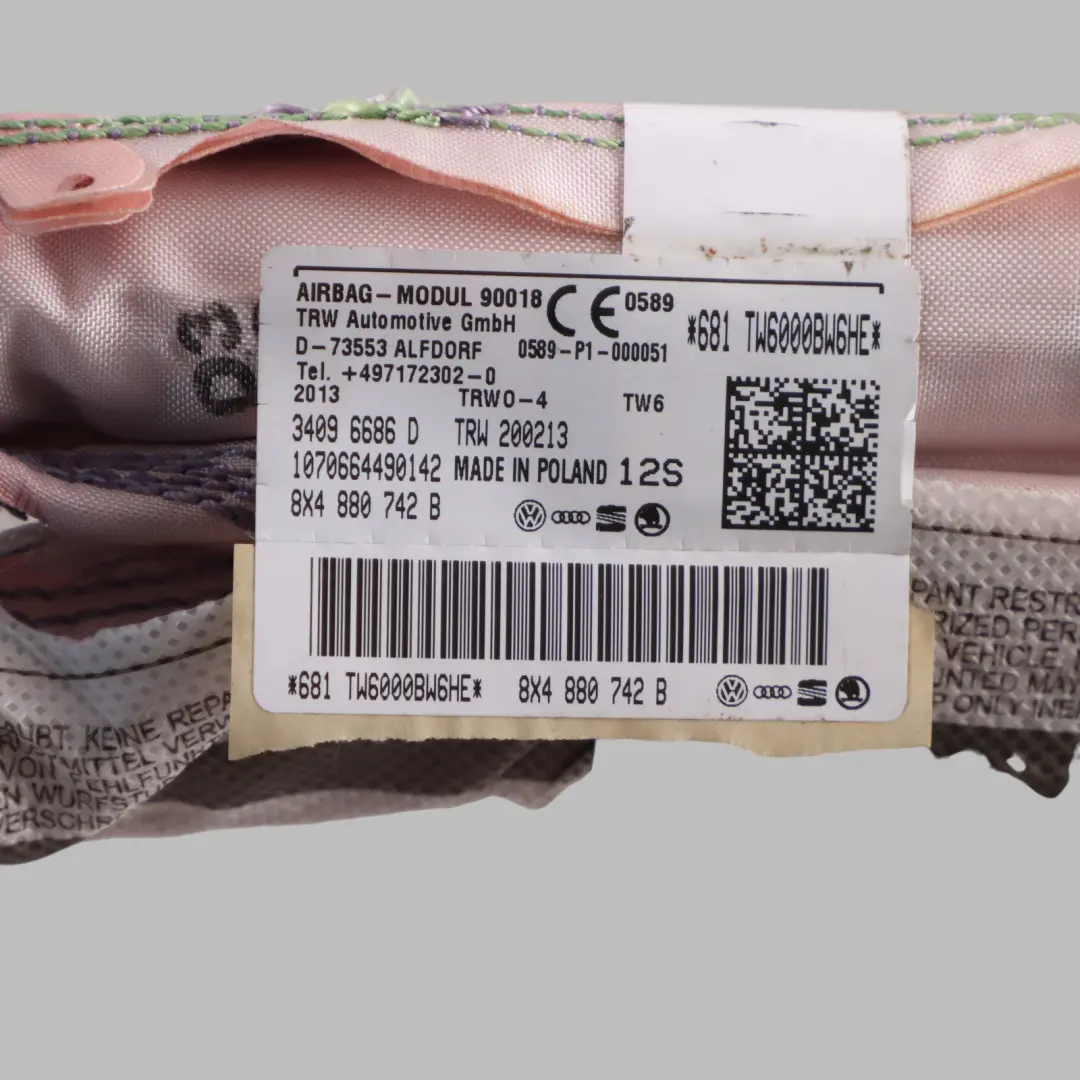 Módulo Aire de Cortina Unidad Cabezal Techo Lado Derecho para Audi A1 8X con número de pieza 8X4880742B Audi A1 8X Módulo Aire de Cortina Unidad Cabezal Techo Lado Derecho - SKU 8X4880742B - Número de pieza 8X4880742B