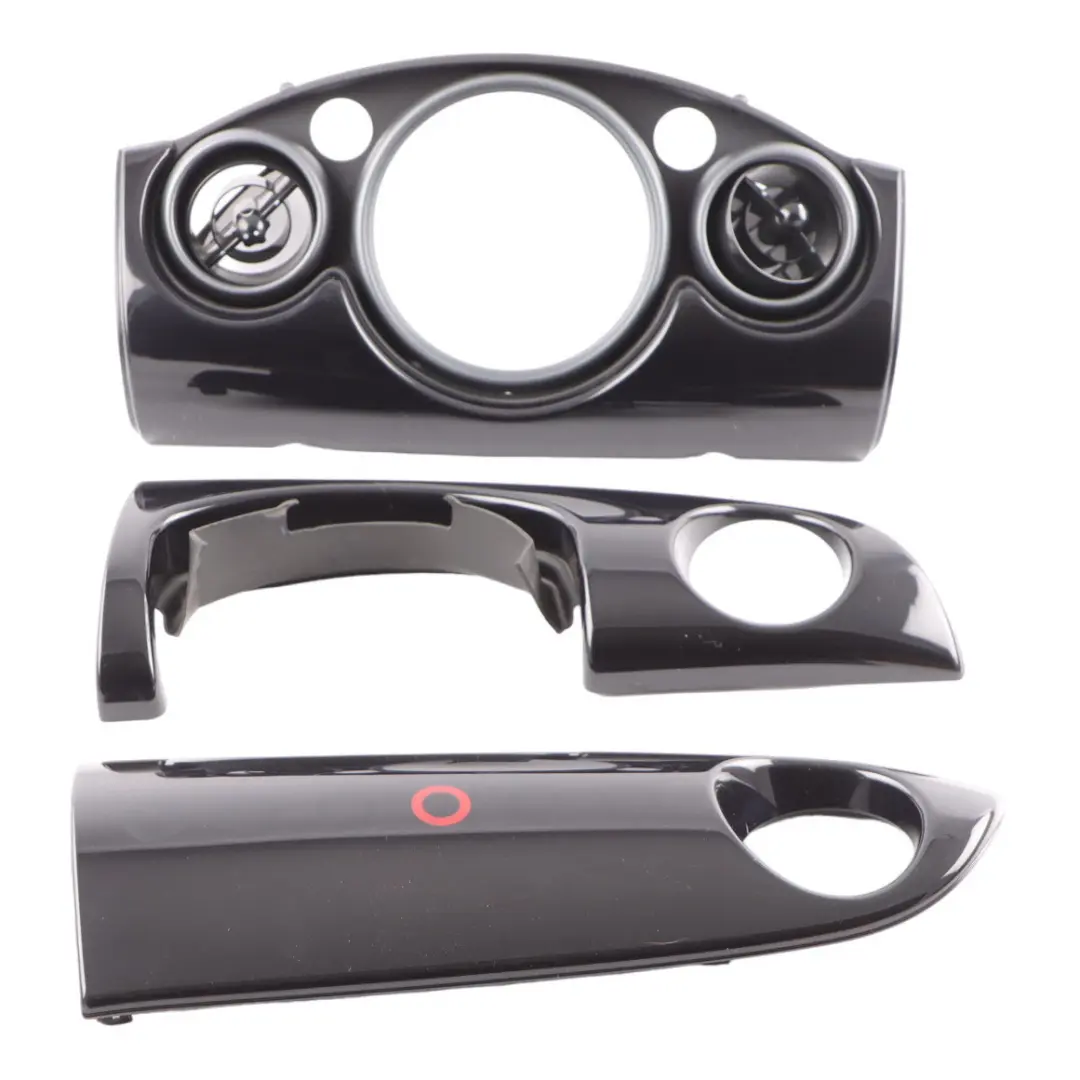 Mini R50 R53 Dashboard Panel Dash Trim Strip Covering Set Piano Black - SKU RHD-9145880 - Part number 9145880
