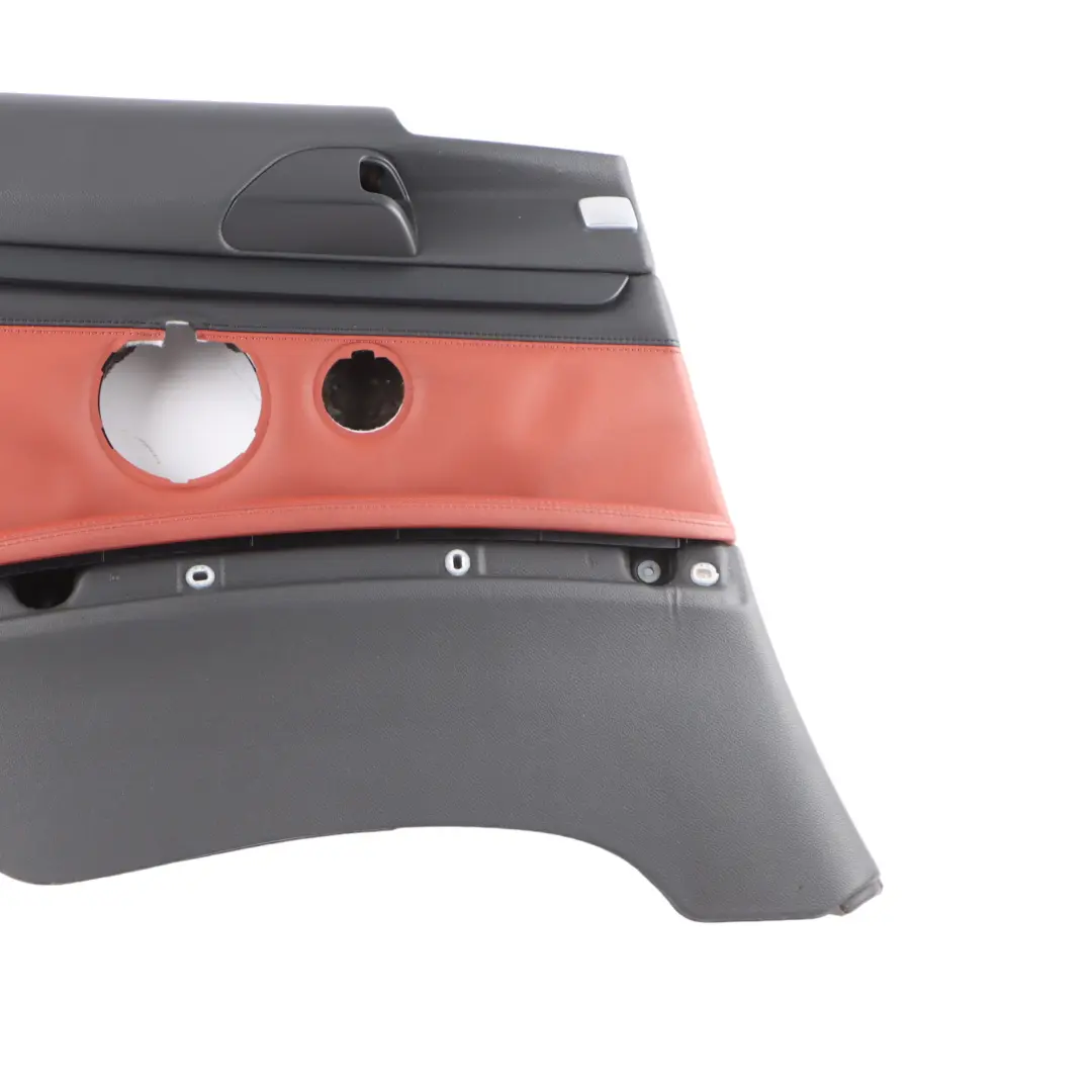 Door Card Trim Rear Left N/S Trim Panel Leather Black Fuchs Red to BMW E92 with Part number 9152841 BMW E92 Door Card Trim Rear Left N/S Trim Panel Leather Black Fuchs Red - SKU 9152841 - Part number 9152841