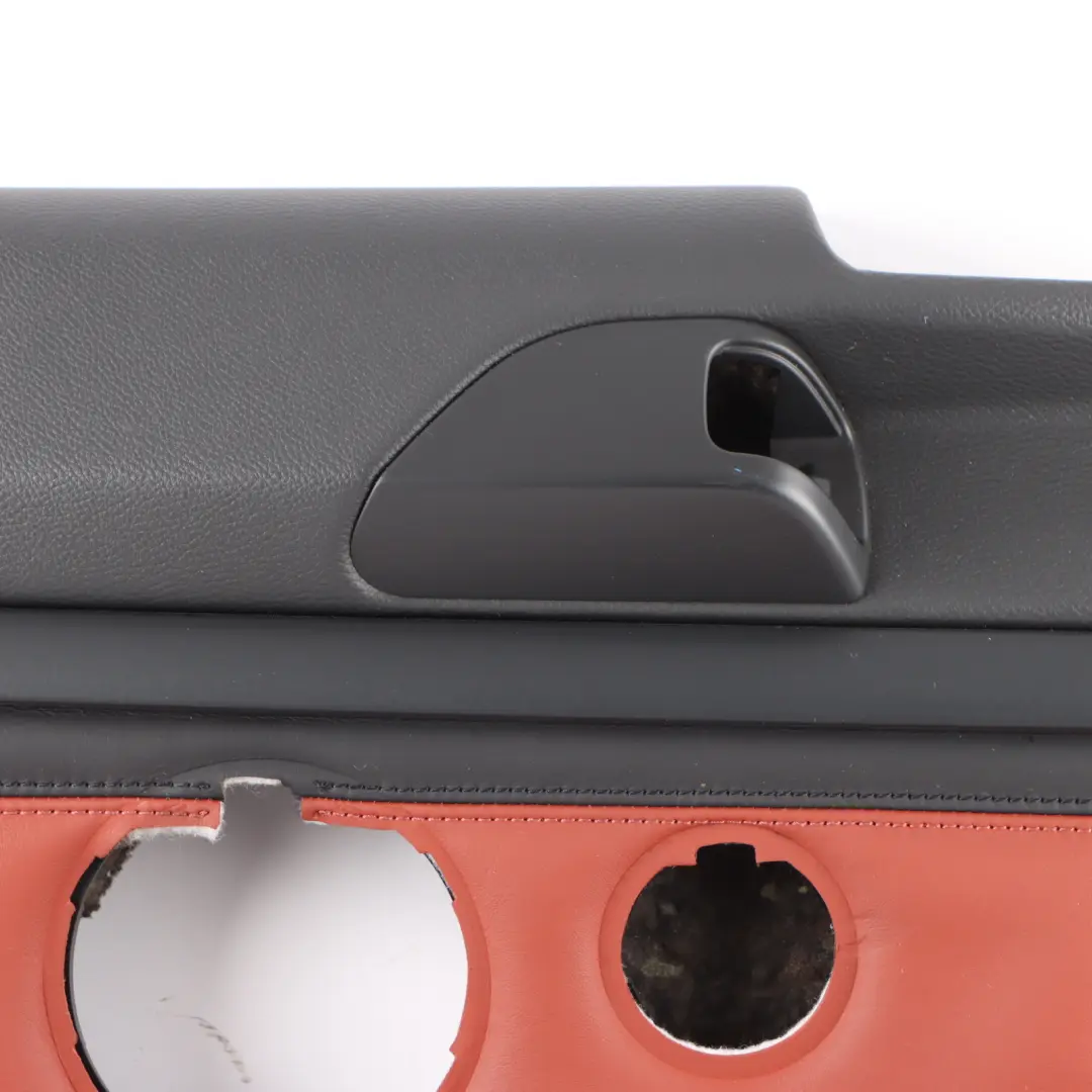 Door Card Trim Rear Left N/S Trim Panel Leather Black Fuchs Red to BMW E92 with Part number 9152841 BMW E92 Door Card Trim Rear Left N/S Trim Panel Leather Black Fuchs Red - SKU 9152841 - Part number 9152841