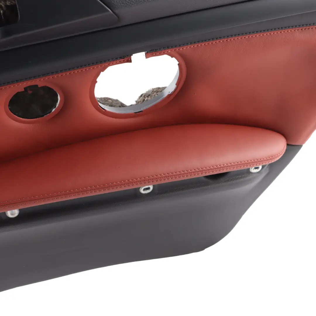 Door Card Trim Rear Right O/S Trim Panel Leather Black Fuchs Red to BMW E92 with Part number 9152842 BMW E92 Door Card Trim Rear Right O/S Trim Panel Leather Black Fuchs Red - SKU 9152842 - Part number 9152842