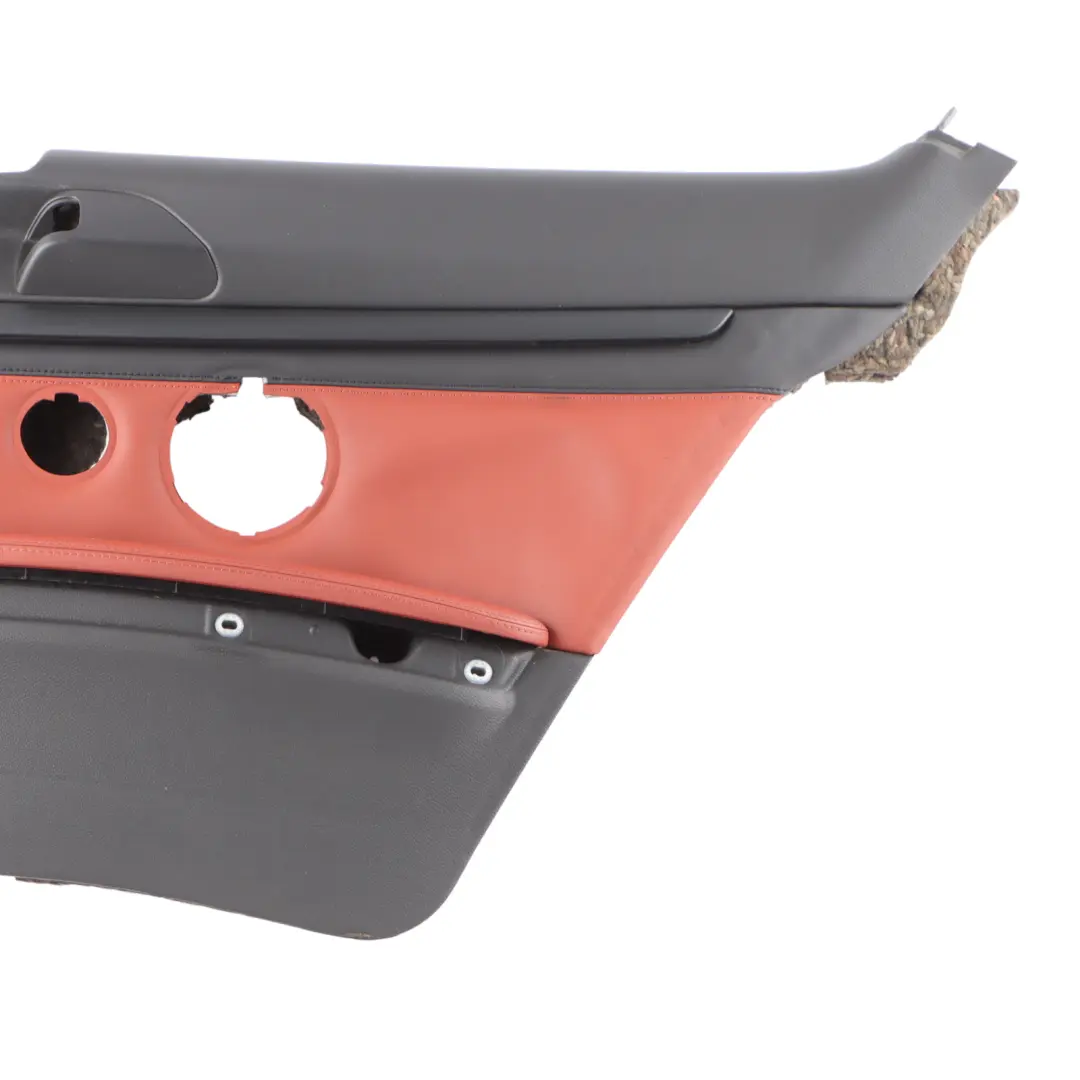 Door Card Trim Rear Right O/S Trim Panel Leather Black Fuchs Red to BMW E92 with Part number 9152842 BMW E92 Door Card Trim Rear Right O/S Trim Panel Leather Black Fuchs Red - SKU 9152842 - Part number 9152842
