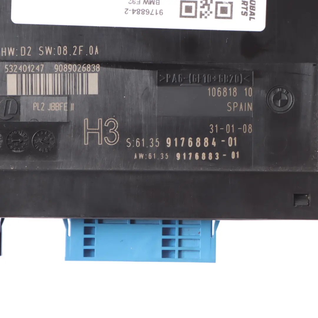 BMW E92 ECU BCM Body Control Module H3 Junction Box 6135 - SKU 9176884-2 - Part number 9176884