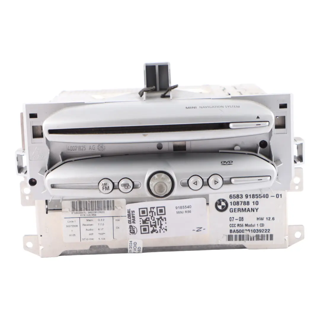 CCC CD DVD Navigation Sat Nav Head Unit to Mini Cooper R55 R56 R57 with Part number 9185540 Mini Cooper R55 R56 R57 CCC CD DVD Navigation Sat Nav Head Unit - SKU 9185540 - Part number 9185540