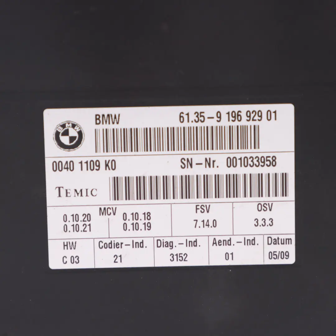 ECU Moduł Sterownik Fotela Siedzenia do BMW E60 E61 o numerze 9196929 BMW E60 E61 ECU Moduł Sterownik Fotela Siedzenia - SKU 9196929 - Numer Części 9196929