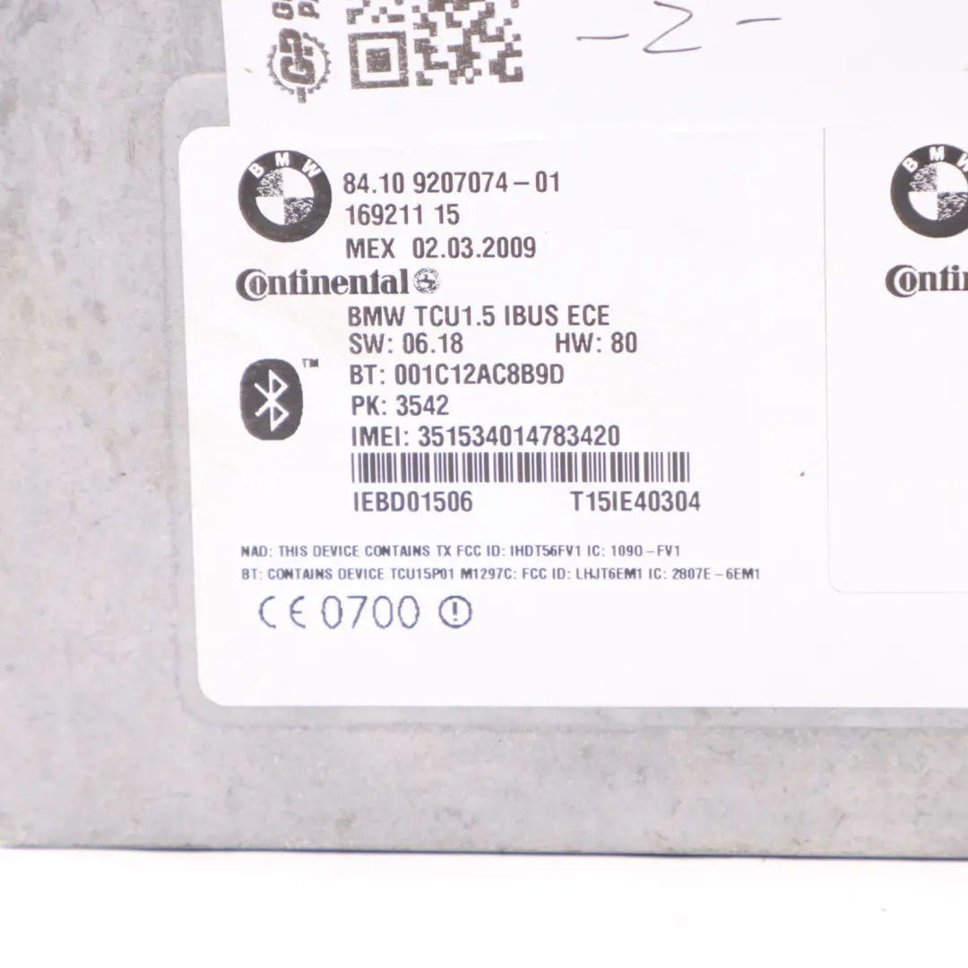 BMW X3 E83 Telemática Bluetooth Unidad de Control Módulo Ordenador - SKU 9207074 - Número de pieza 9207074