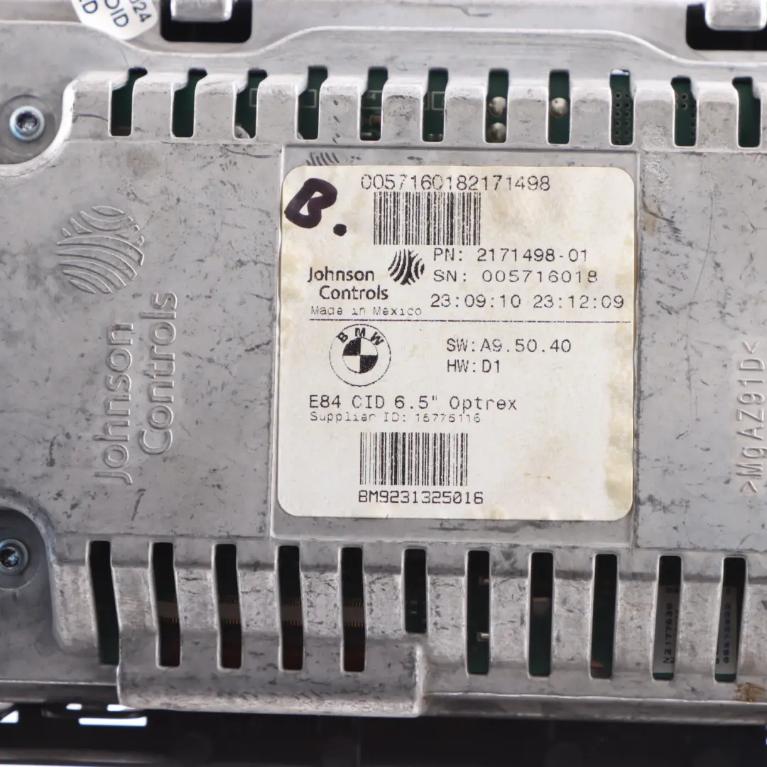 BMW X1 E84 On Board Central Information Display Screen Monitor 6,5" - SKU 9231325 - Part number 9231325