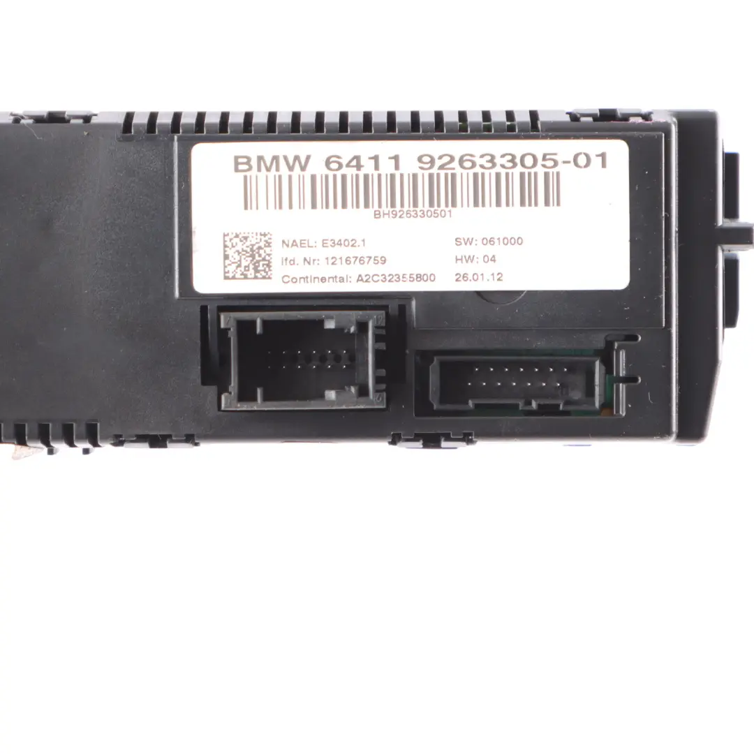 BMW E92 E93 Automático Aire Acondicionado Panel Control Cromo Pearlgrey - SKU 9263305 - Número de pieza 9263305