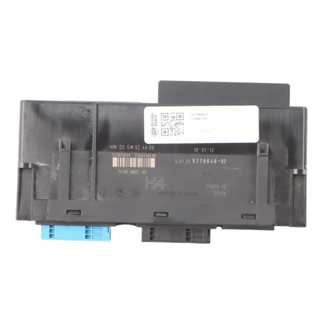 ECU Body Control Module H4 Junction Box PL2RR JBBFE IIIR to BMW E93 with Part number 9270646 BMW E93 ECU Body Control Module H4 Junction Box PL2RR JBBFE IIIR - SKU 9270646-2 - Part number 9270646