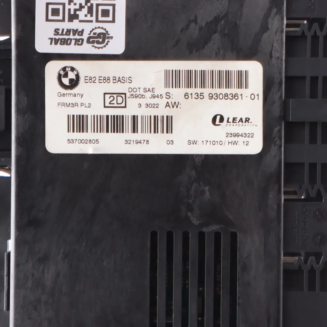 Module d'éclairage l'habitacle de contrôle ECU Basis PL2 FRM3R pour BMW E88 à propos du numéro de pièce 9308361 BMW E88 Module d'éclairage l'habitacle de contrôle ECU Basis PL2 FRM3R - SKU 9308361-1 - Numéro de pièce 9308361