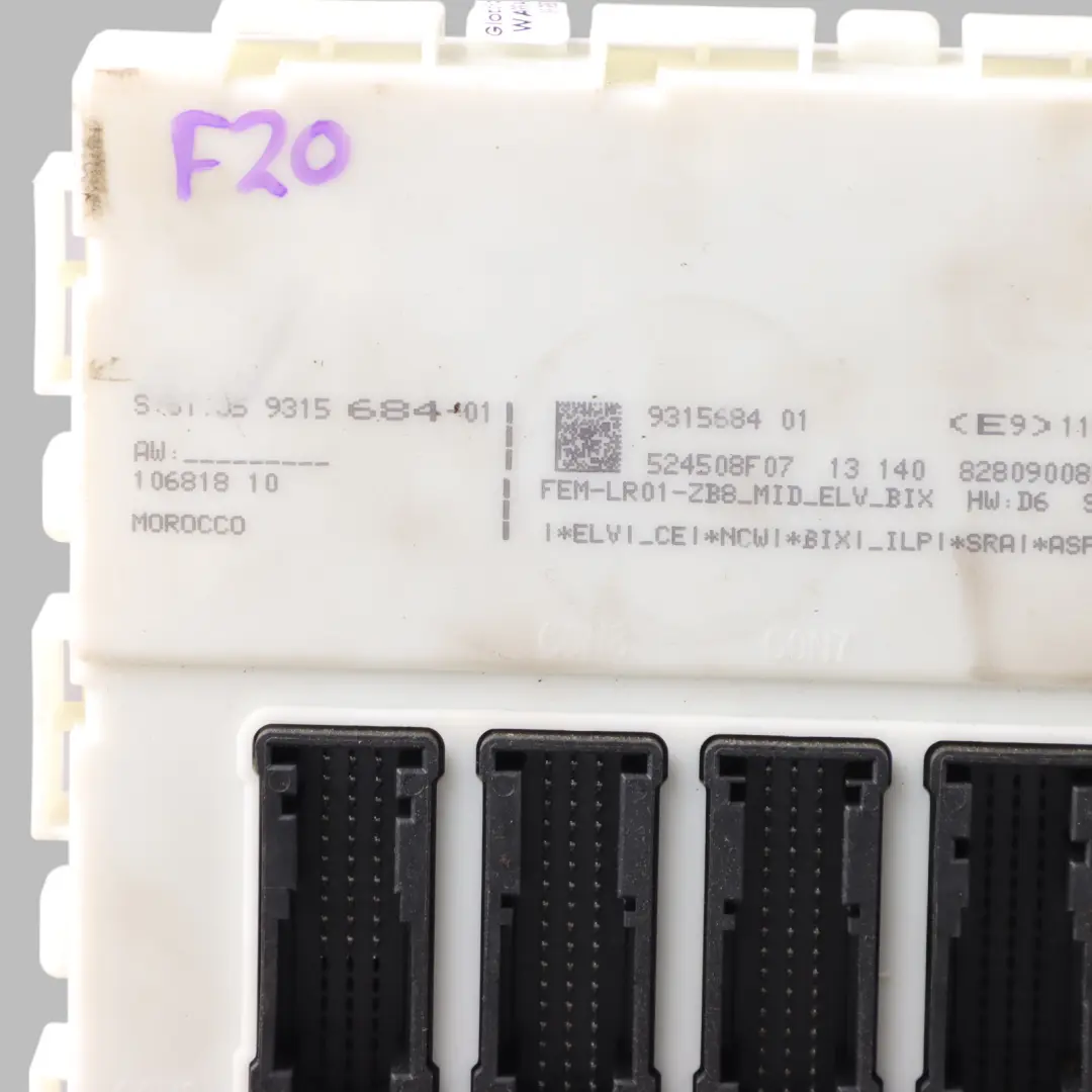 Unidad Control Confort Carrocería FEM ECU LR01 para BMW F20 F21 F30 F31 F32 con número de pieza 9315684 BMW F20 F21 F30 F31 F32 Unidad Control Confort Carrocería FEM ECU LR01 - SKU 9315684 - Número de pieza 9315684