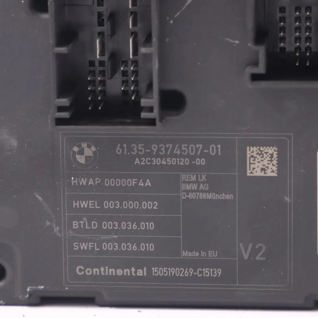 BMW F23 REM Module électronique arrière Boîte fusibles Unité contrôle V2 - SKU 9374507-1 - Numéro de pièce 9374507