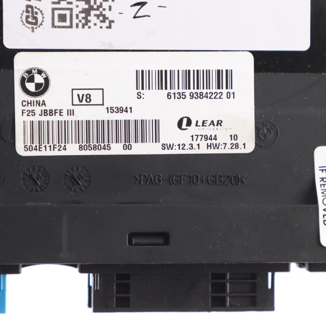 BMW X3 F25 X4 F26 Caja conexiones módulo control carrocería JBBFE 3 - SKU 9384222 - Número de pieza 9384222