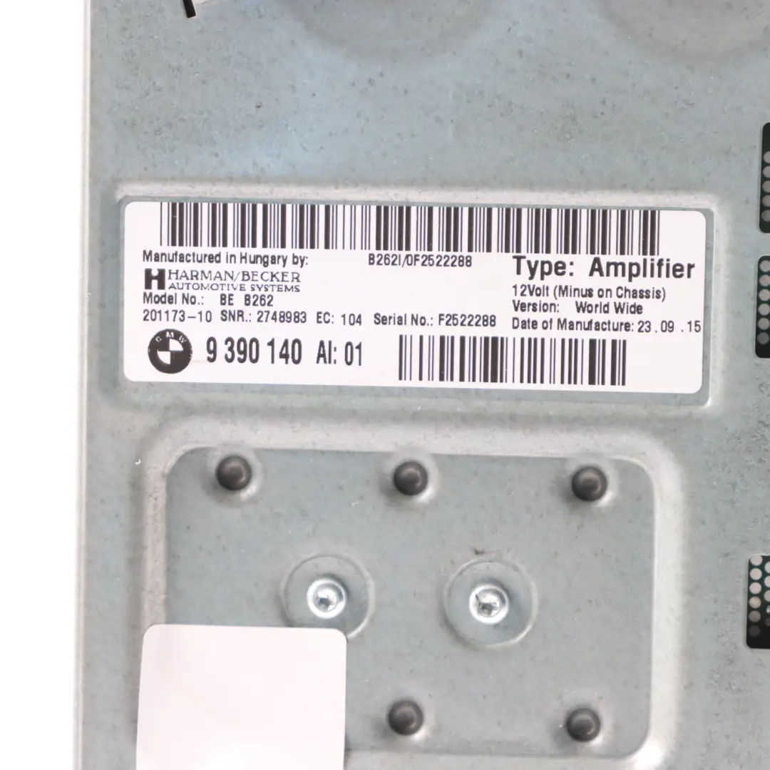 Audio Amplifier BMW F30 F31 LCI F36 Top Hifi Harman Kardon Control Unit to with Part number 9390140 Audio Amplifier BMW F30 F31 LCI F36 Top Hifi Harman Kardon Control Unit - SKU 9390140 - Part number 9390140