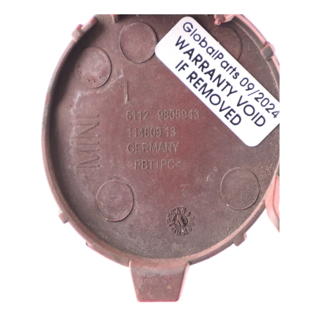 Flap Towing Eye Rear Left N/S Blazing Red II - A83 9805943 to Mini R60 Cover with Part number 9806651 Mini R60 Cover Flap Towing Eye Rear Left N/S Blazing Red II - A83 9805943 - SKU 9806651-BRMII - Part number 9806651