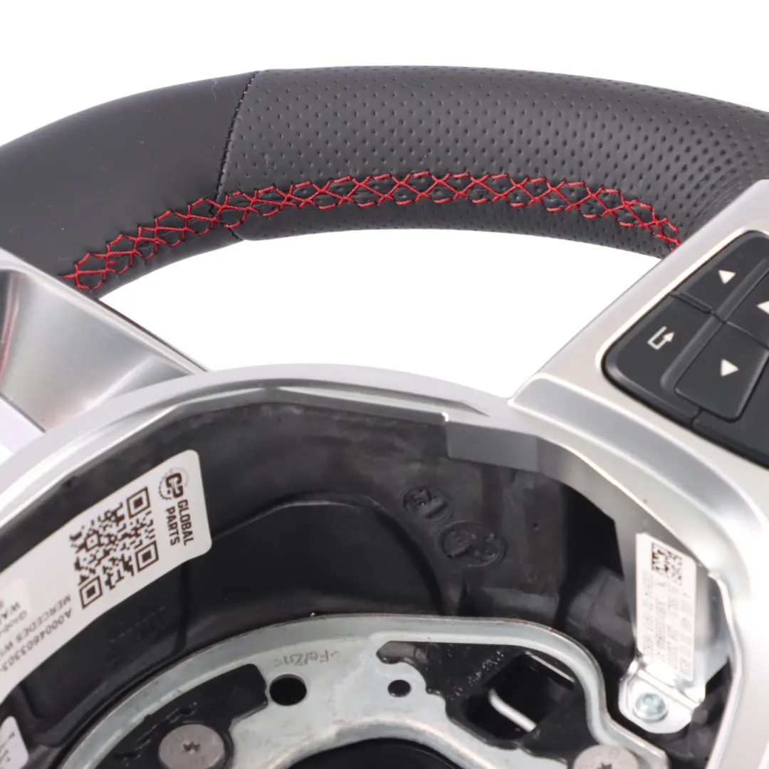 Steering Wheel Mercedes W176 W117 NEW Black Leather Red Threads Multifunction to with Part number A0004603303-1 Steering Wheel Mercedes W176 W117 NEW Black Leather Red Threads Multifunction - SKU A0004603303-1 - Part number A0004603303-1