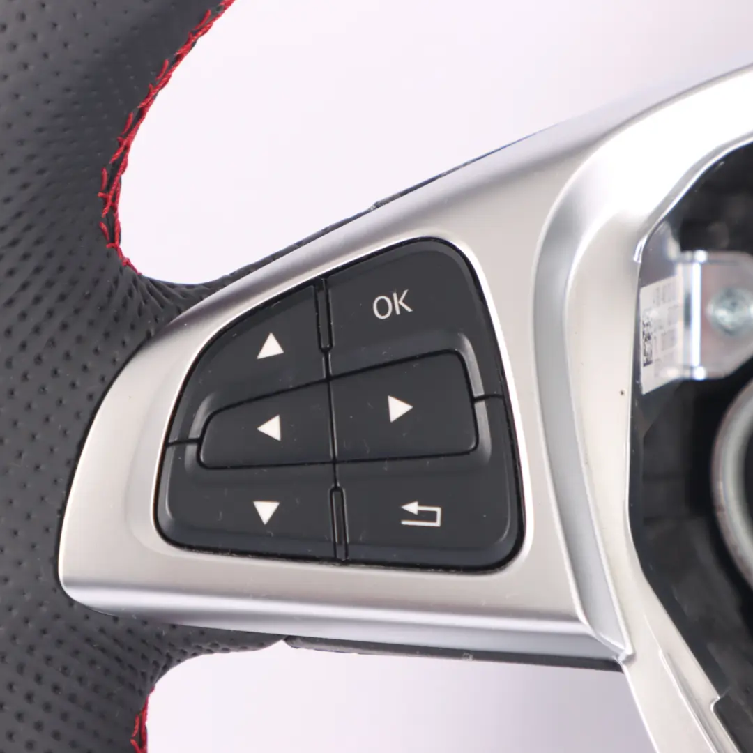 Steering Wheel Mercedes W176 W117 NEW Black Leather Red Threads Multifunction to with Part number A0004603303-1 Steering Wheel Mercedes W176 W117 NEW Black Leather Red Threads Multifunction - SKU A0004603303-1 - Part number A0004603303-1
